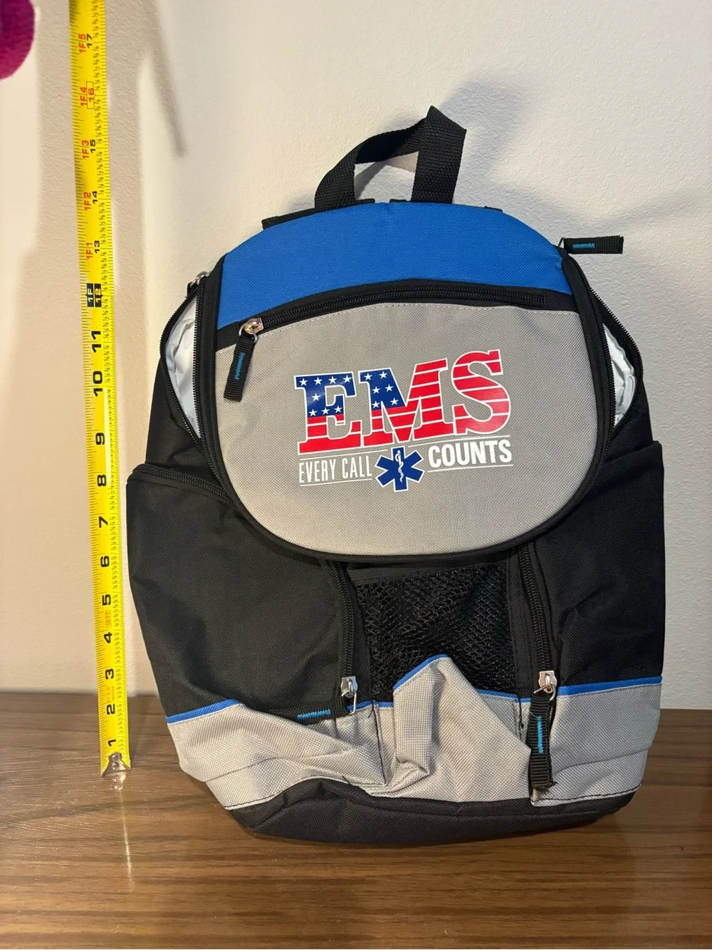 EMS Black Every Call Counts Backpack - Medium Sized, American Red White Blue